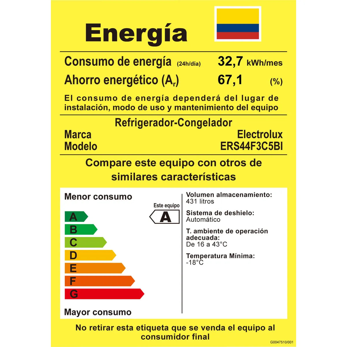 Nevecón Electrolux No Frost 431L Inverter AutoSense Gris ERS44F3C5BI