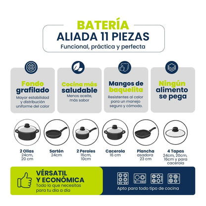 Bateria de cocina 11 Piezas Universal