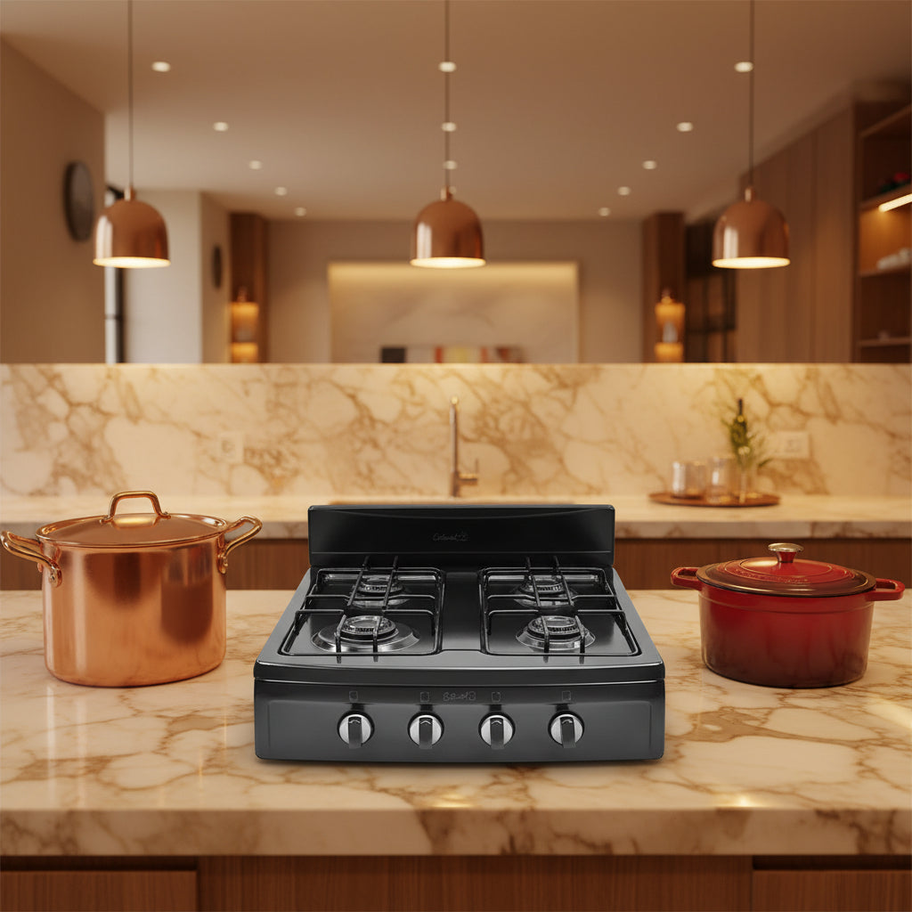 Estufa de Mesa CONTINENTAL 4 Puestos Gas Natural Negra