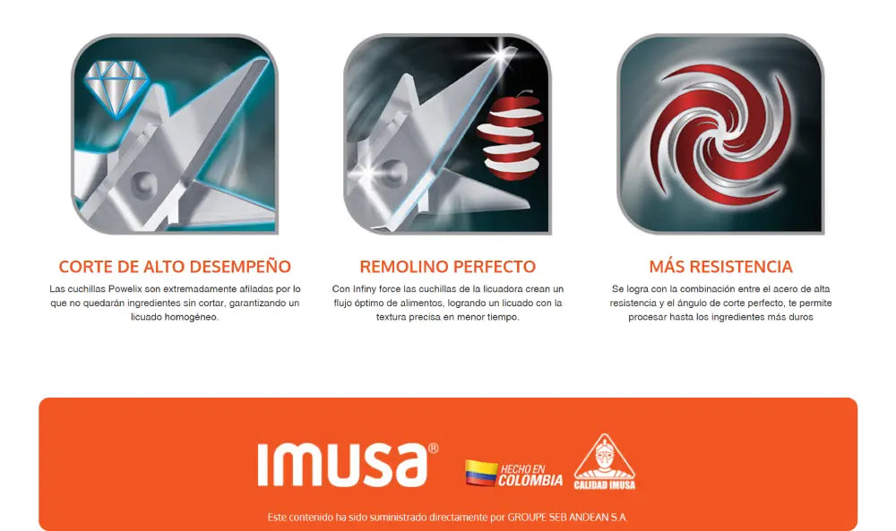 Licuadora IMUSA Infiny Force 10 Velocidades Vaso de Vidrio