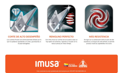 Licuadora IMUSA Infiny Force 10 Velocidades Vaso de Vidrio