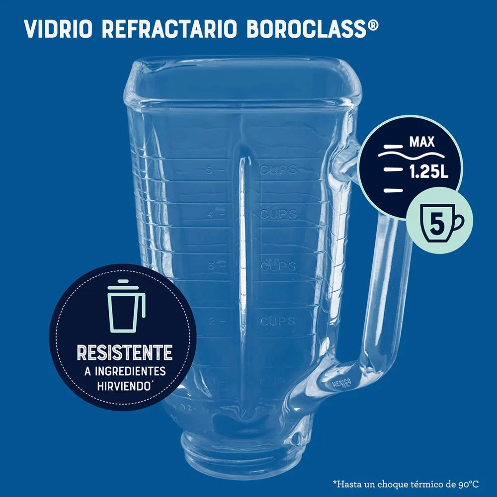 Licuadora Oster® Clásica, con Control de Perilla, de 3 Velocidades, 1.25 Lt, 1000 W,