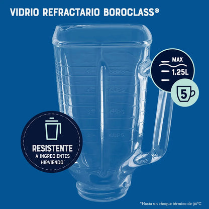 Licuadora Oster® Clásica, con Control de Perilla, de 3 Velocidades, 1.25 Lt, 1000 W,
