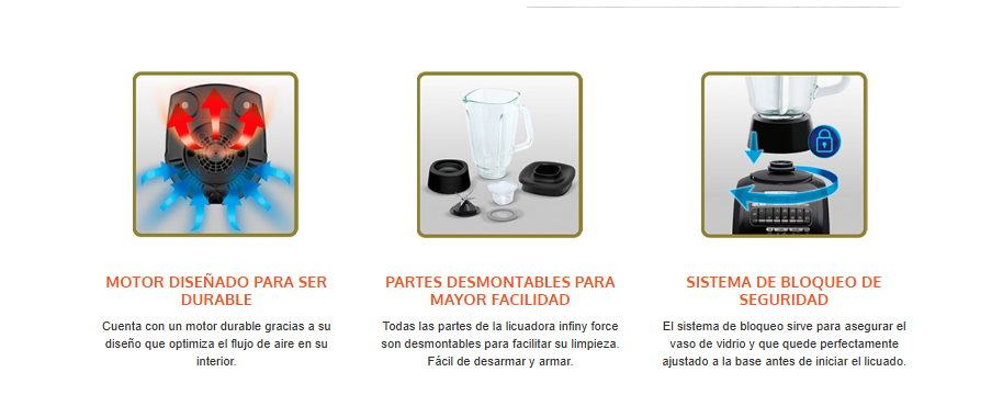 Licuadora IMUSA Infiny Force 10 Velocidades Vaso de Vidrio