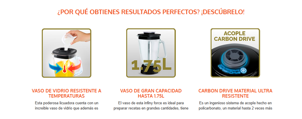 Licuadora IMUSA Infiny Force 10 Velocidades Vaso de Vidrio