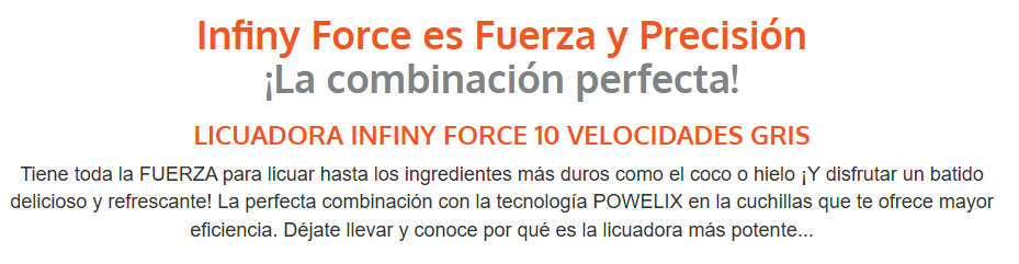 Licuadora IMUSA Infiny Force 10 Velocidades Vaso de Vidrio