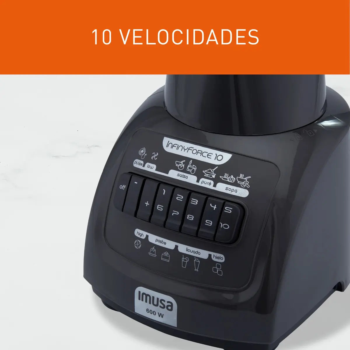 Licuadora IMUSA Infiny Force 10 Velocidades Vaso de Vidrio