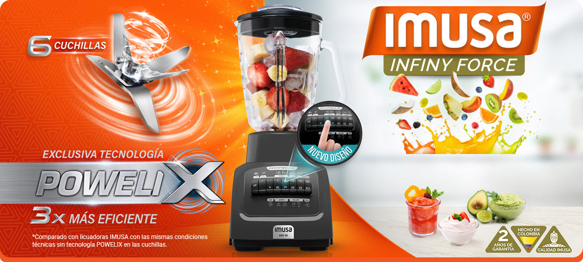 Licuadora IMUSA Infiny Force 10 Velocidades Vaso de Vidrio