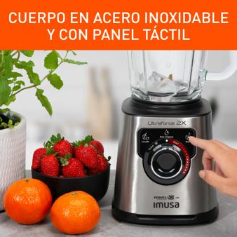 Licuadora IMUSA Ultraforce 2X, 1100W, Vaso Vidrio 2L, con Espatula, Picatodo y Molino