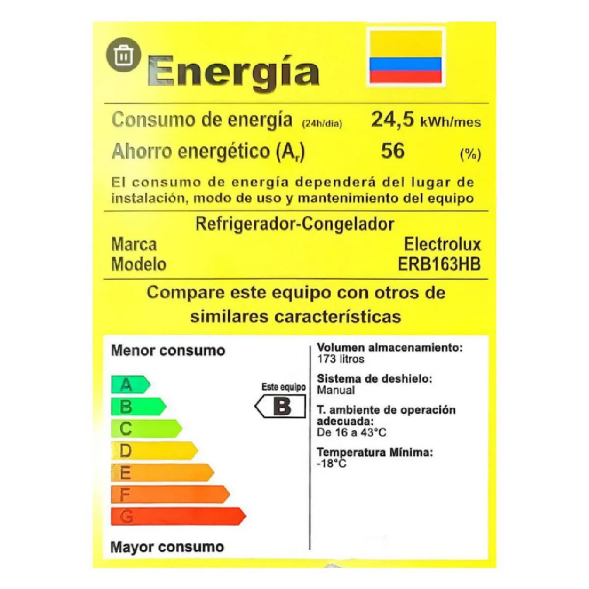 Nevera Electrolux Bottom Freezer 166 Litros Black ERB163HB