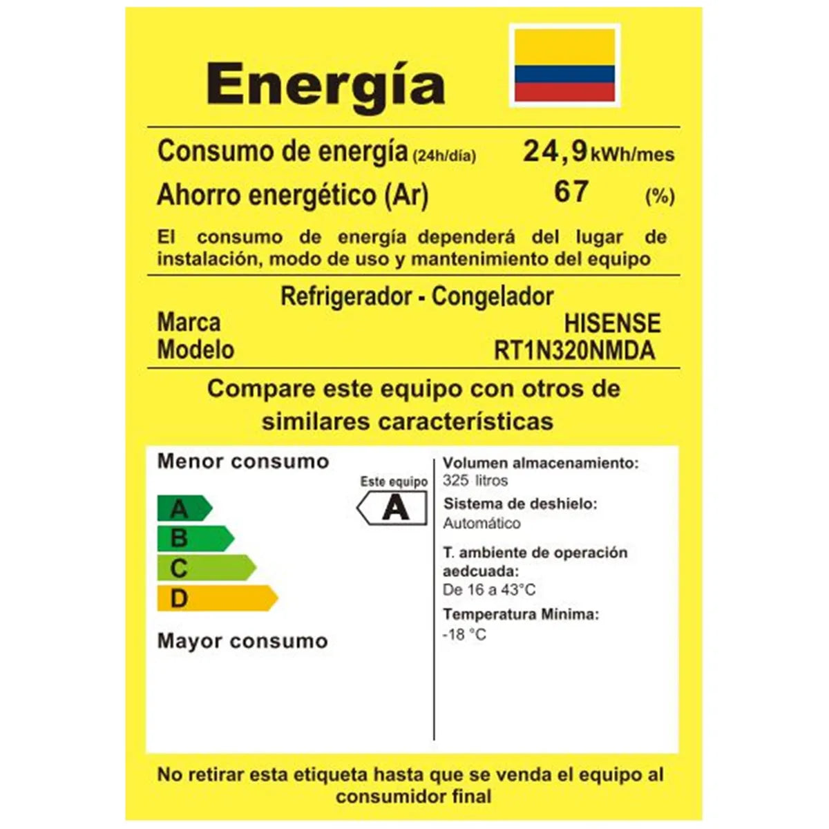 Nevera Congelador Superior Hisense 325 lts