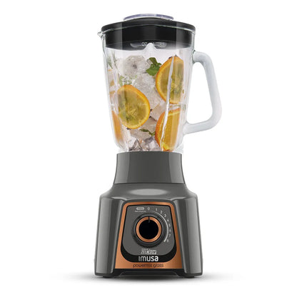 Licuadora 8 Velocidades Powermix Glass Imusa Vaso de Vidrio 550 Watts Color Negro