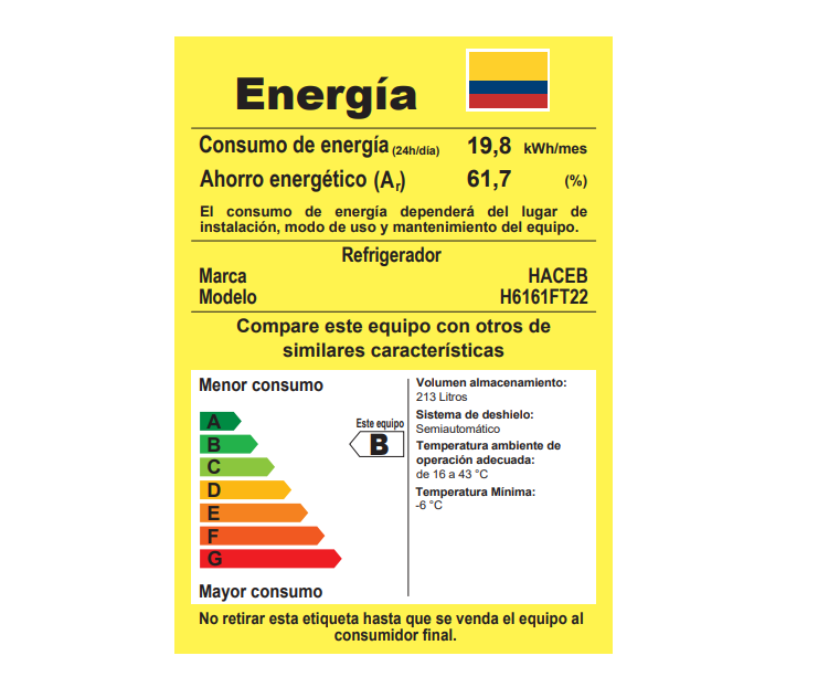 Nevera Haceb Frost 220 Litros Manija Integrada Titanio