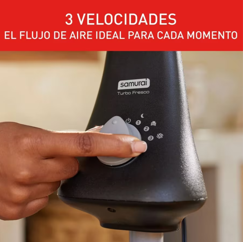 Ventilador Samurai Turbo Fresco Pedestal Negro