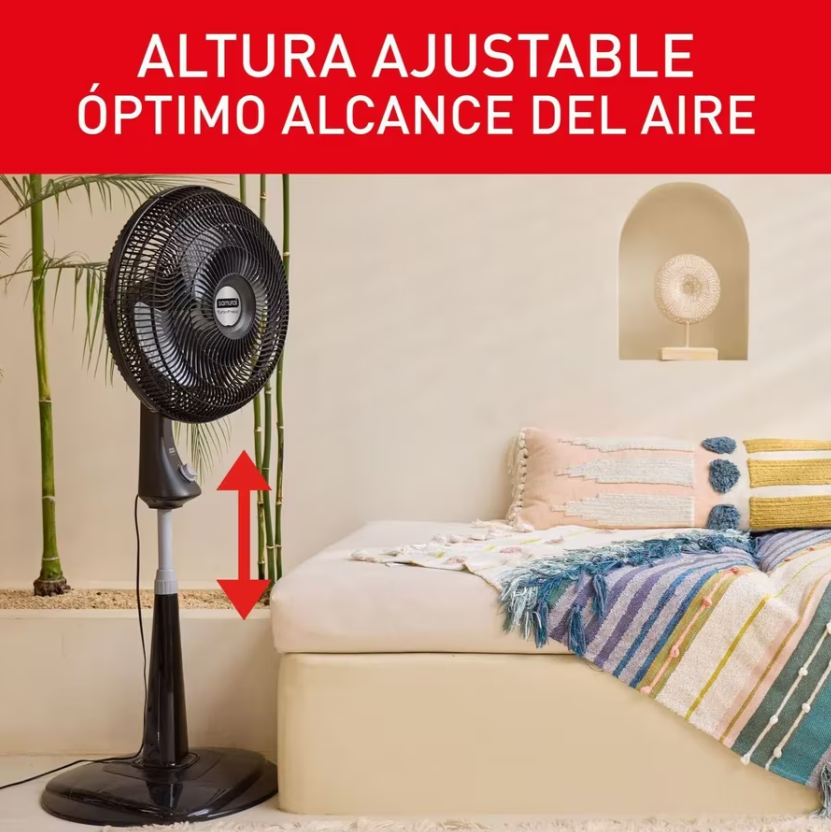 Ventilador Samurai Turbo Fresco Pedestal Negro