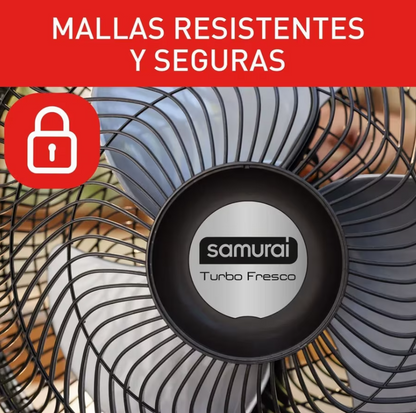 Ventilador Samurai Turbo Fresco Pedestal Negro