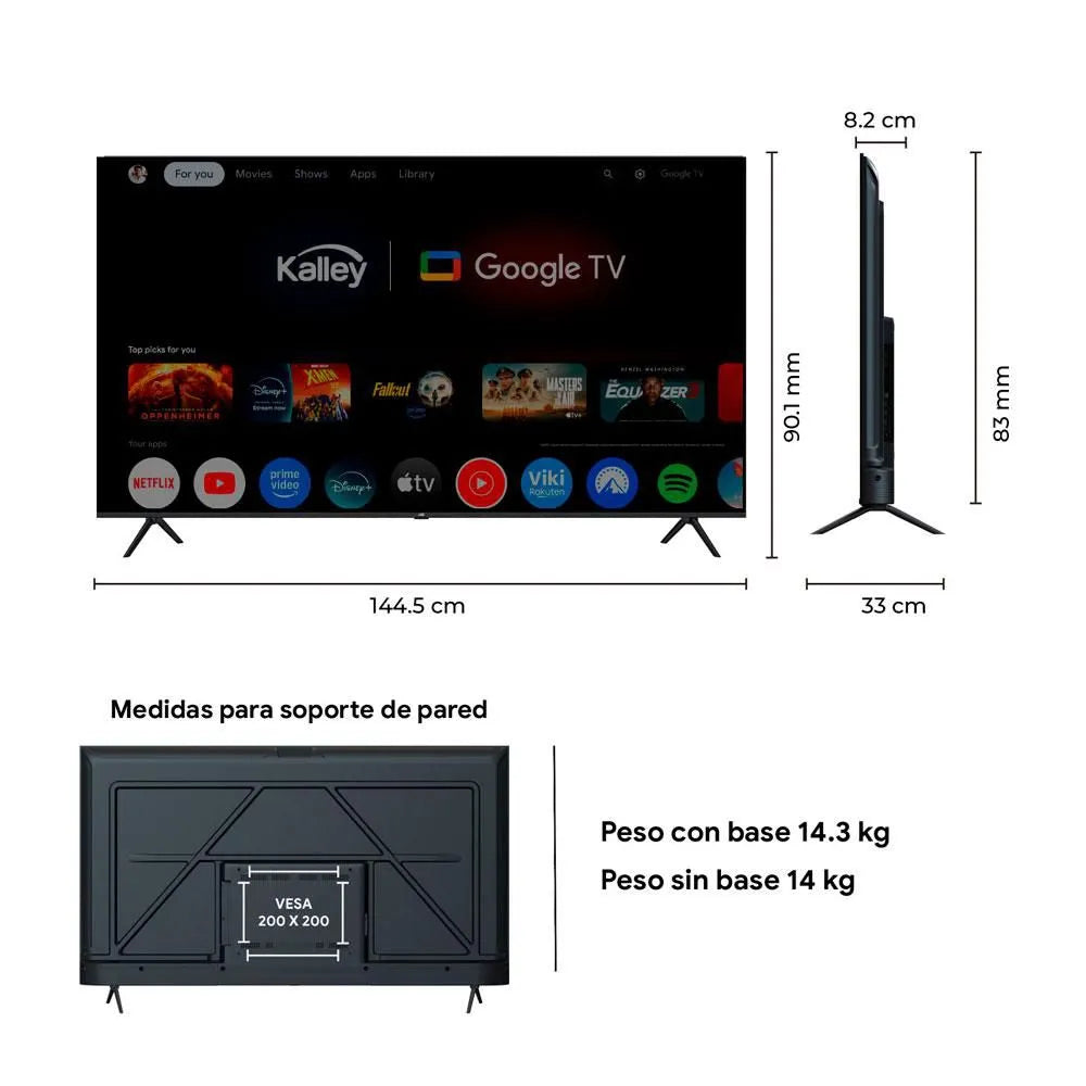 Televisor Kalley 65" Pulgadas 4K-UHD MAX LED Smart TV Google 65G315