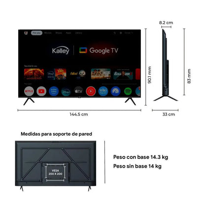 Televisor Kalley 65" Pulgadas 4K-UHD MAX LED Smart TV Google 65G315