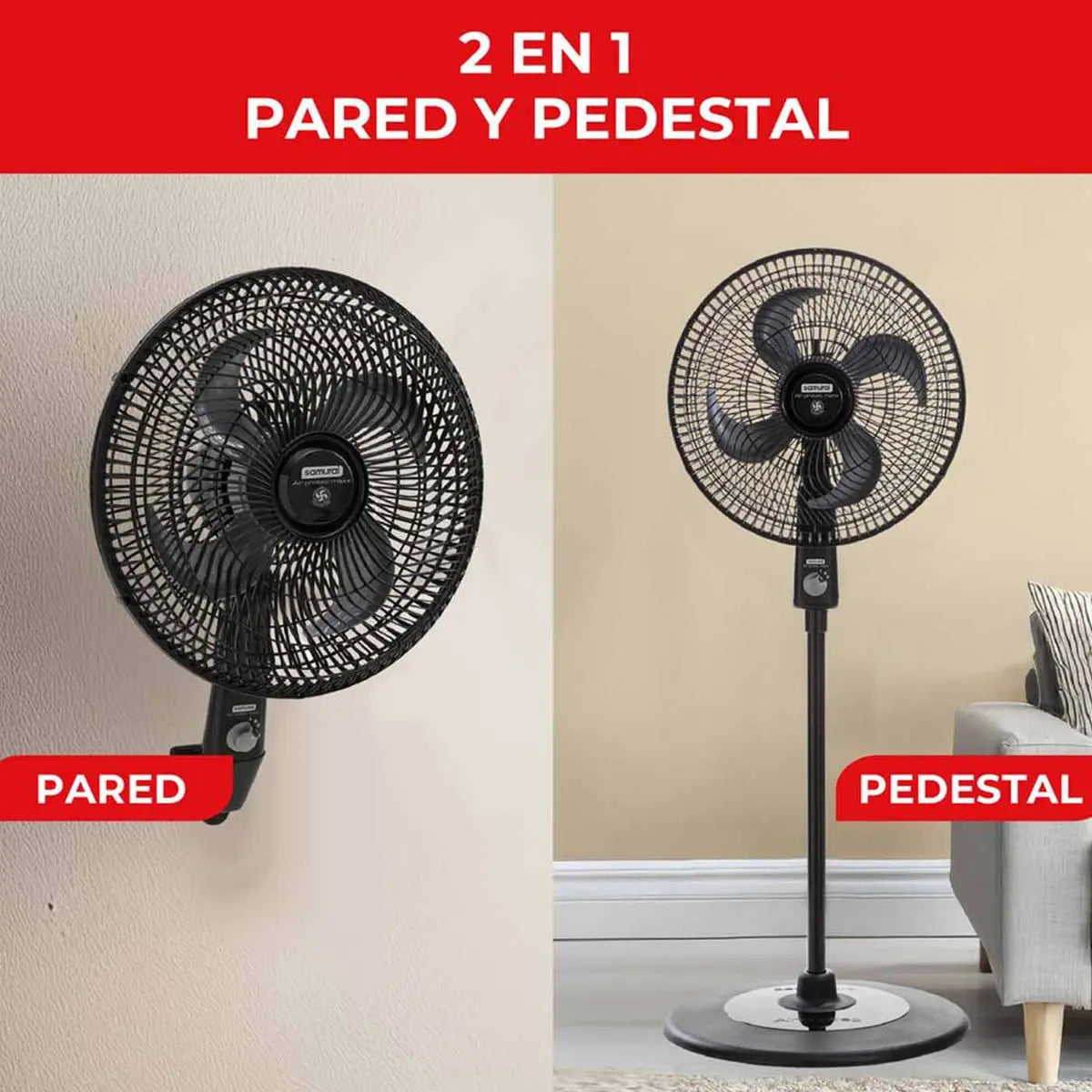 Ventilador Air Protec Maxx Samurai 2 En 1 Negro Cantidad de aspas 4 Diámetro 16"