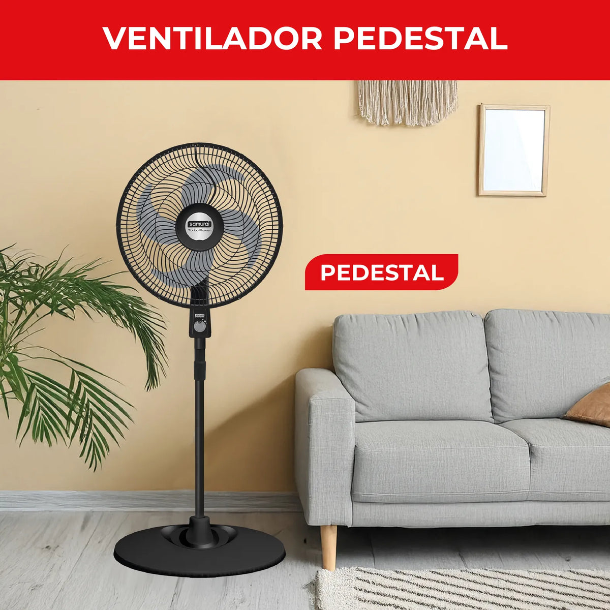 Ventilador SAMURAI Turbo Power Pedestal Negro