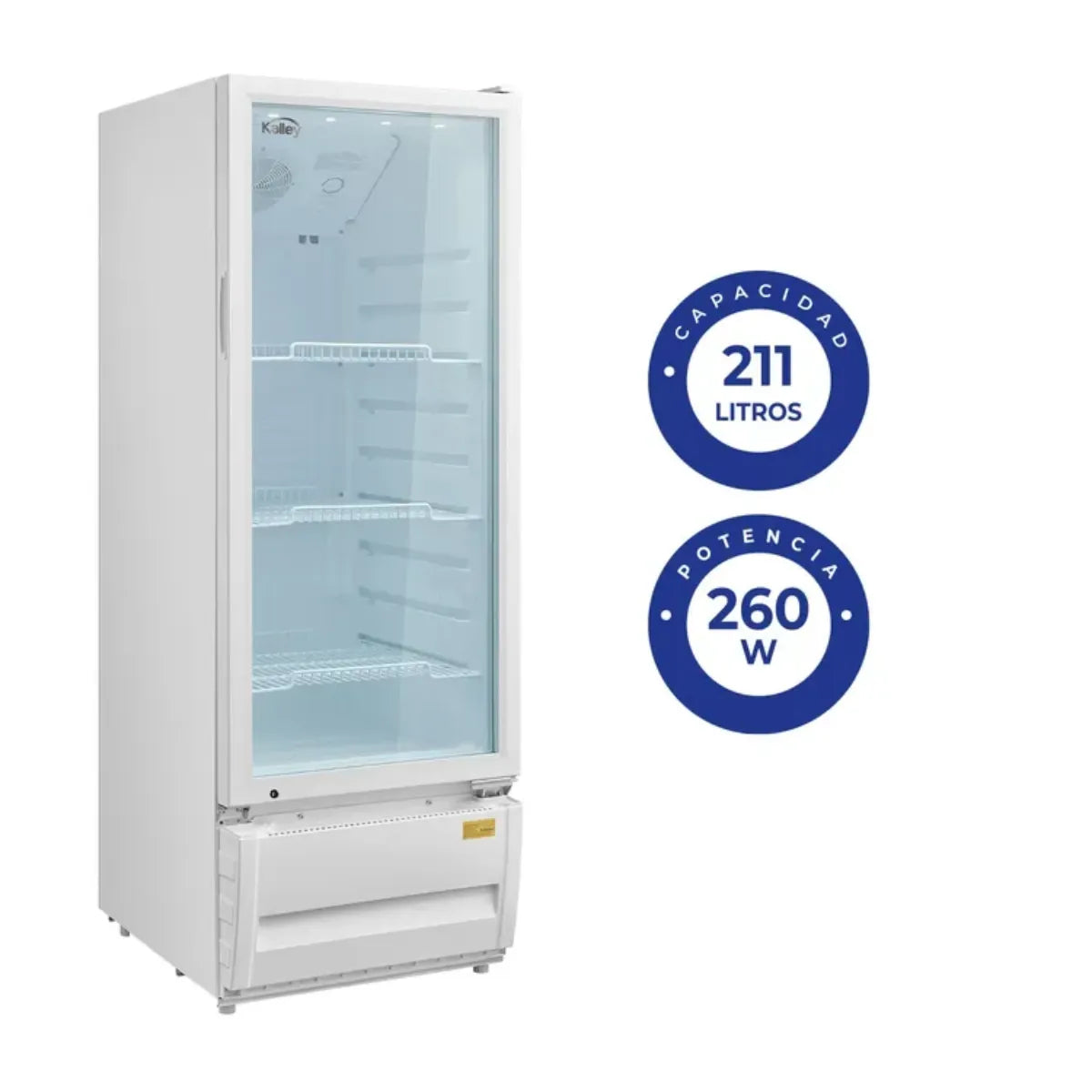 Vitrina KALLEY Frost Una puerta 211 Litros K-SC211L3 Blanco