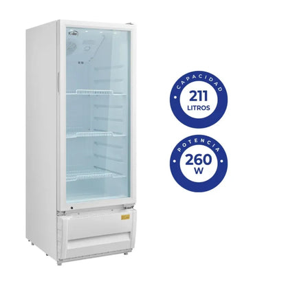 Vitrina KALLEY Frost Una puerta 211 Litros K-SC211L3 Blanco