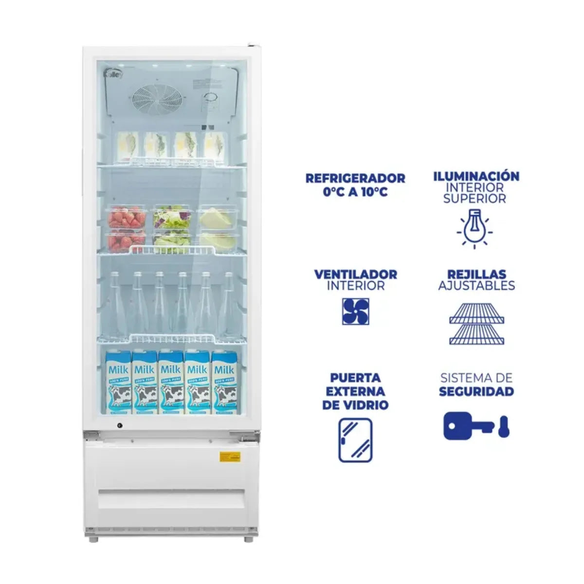 Vitrina KALLEY Frost Una puerta 211 Litros K-SC211L3 Blanco