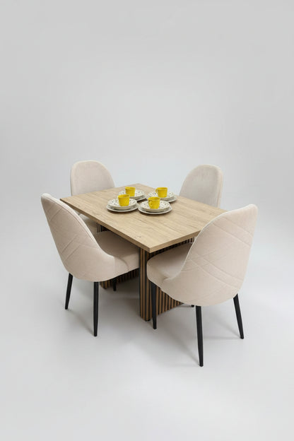 Comedor Moscu 4 Puestos  Plantilla en Madera